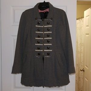 Grey double layer flees military jacket